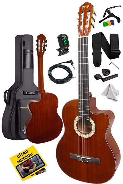 Midex X48 Profesyonel Masif Ağaç Ekolayzerli Elektro Klasik Gitar Seti 4/4 Üst Segment