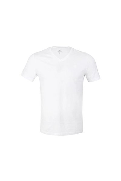 lumberjack Ανδρικό μπλουζάκι Basic M-ct106 V Neck με λευκό στρογγυλό λαιμό