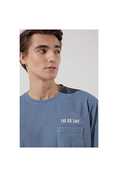 Lee Ανδρικό μπλουζάκι με λαιμόκοψη σε μπλε χρώμα