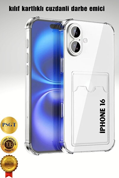 PSGT apple ( iphone 16 )Uyumlu Kılıf Kamera Koruma Ve Köşe Korumalı Kartlıklı...