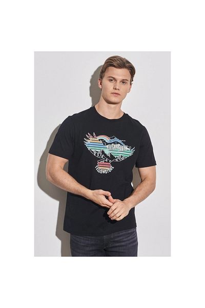 WRANGLER Ανδρικό μπλουζάκι με μαύρη λαιμόκοψη