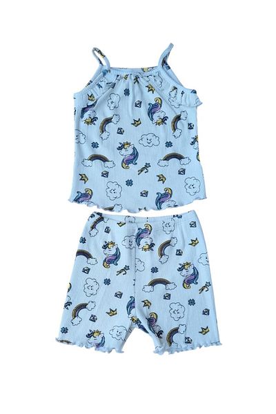 Fuar Baby Girl's Set with Strap 100% Cotton Camisole Shorts (Age 1-5)