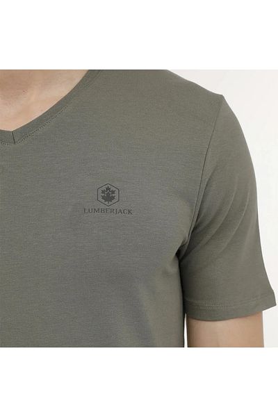 lumberjack Ανδρικό μπλουζάκι με στρογγυλή λαιμόκοψη Basic M-ct106 V Neck