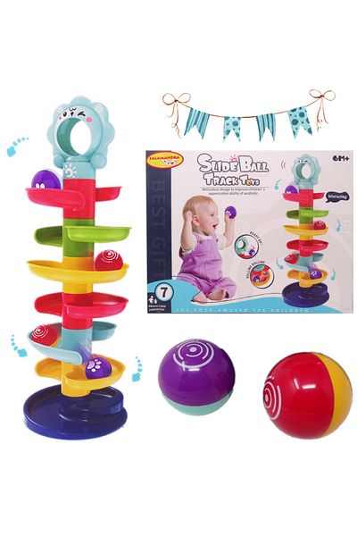 Salamandra Jucarie Interactiva pentru Copii Salamandra Kids, Turn Topogan cu Bile Colorate, Multicolor