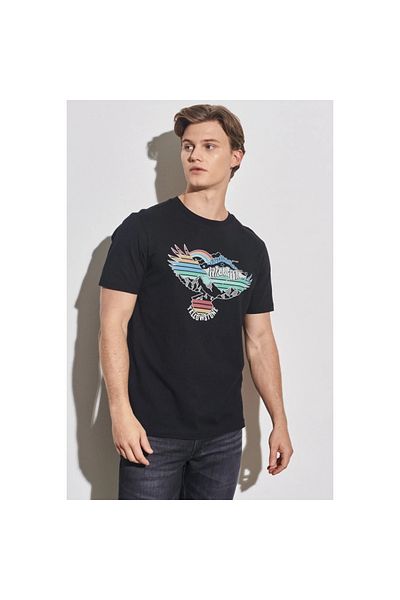 WRANGLER Ανδρικό μπλουζάκι με μαύρη λαιμόκοψη