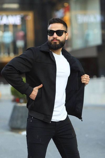 BASEL.CO Ανδρικό ανοιξιάτικο σουέτ γιακά μαύρο πόλο