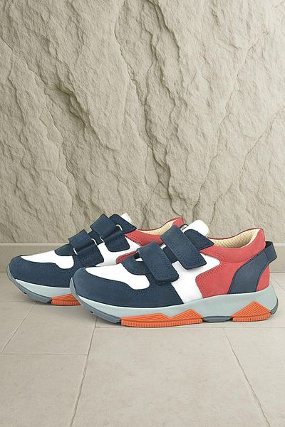 Rakerplus Genuine Leather Navy Blue Kids Sneakers Sports Shoes