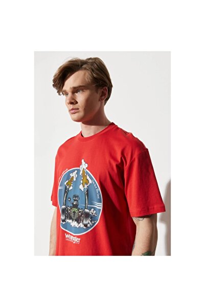 WRANGLER Ανδρικό μπλουζάκι Loose Fit Red Crew Neck