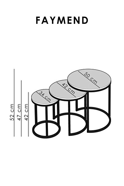 ECOL DESİNGS 3lü C Zigon Sehpa Mat Beyaz