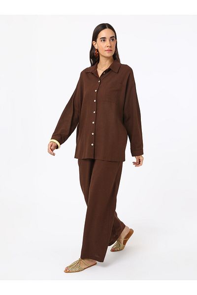 Benin Linen Blend Double Suit - Brown - Benin