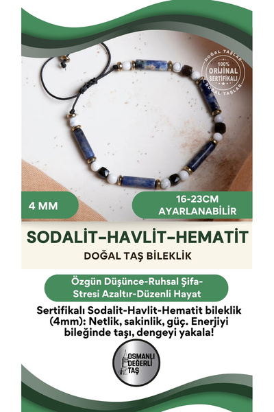 OSMANLI DEĞERLİ TAŞ سوار مكرامية من الحجر الطبيعي سوداليت هافليت هيماتيت معتم...