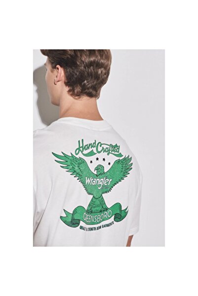 WRANGLER Λευκό ανδρικό μπλουζάκι με λαιμόκοψη