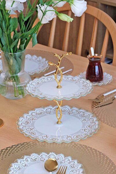 Glore Marche Altın Yaldızlı 6 Kişilik 26 Parça Pasta Takımı