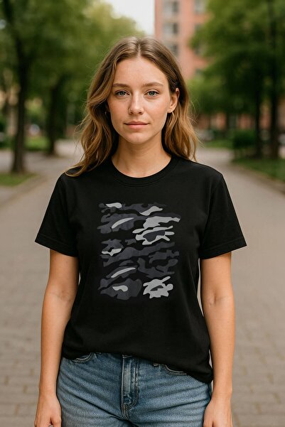 MARKAPIA WOMAN Women's Crew Neck 100% Cotton Printed Black T-Shirt