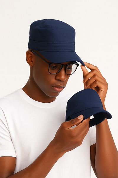 ZERAMİNE Navy Blue Men Castro Hat Micro Fabric Fidel Castro Cap Hat Waterproof