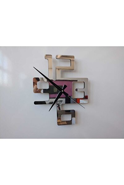 Wooden Factory Altın ve Gümüş Ayna Duvar Saati – Asimetrik Modern Tasarım, De...