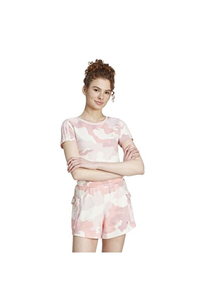 adidas Camo 3 Stripes Baby Kadın Pembe Yuvarlak Yaka Tişört