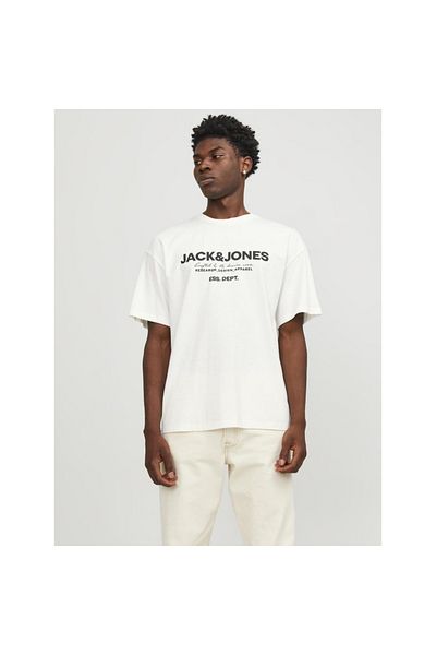 Jack & Jones Λευκό ανδρικό μπλουζάκι με λαιμόκοψη Jack&Jones Gale