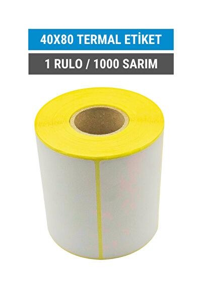 Küresel Etiket Barkod 40x80mm Termal Etiket | 1 Rulo | 1000 Sarım | Ribonsuz | Kargo, Lojistik, Depo | Yapışkanlı
