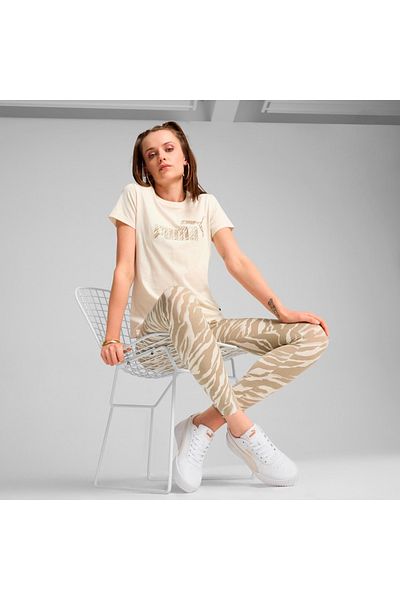 Puma Essentials Animal Women's Ecru Round Neck T-Shirt