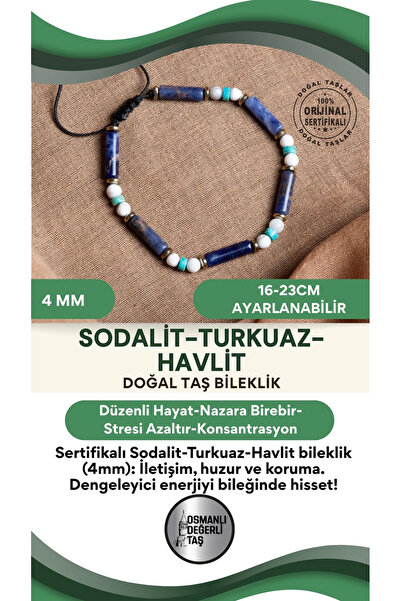OSMANLI DEĞERLİ TAŞ سوار مكرامية من الحجر الطبيعي من حجر السوداليت الفيروزي ه...