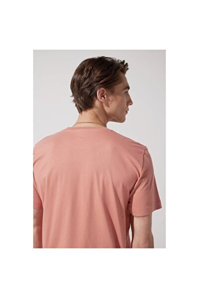 Lee Ανδρικό μπλουζάκι Ll04fquk Salmon με γραμμένο μπροστινό λαιμόκοψη