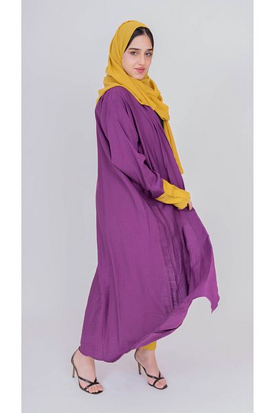 outline 5 Pieces - Purple Abaya with Elegant Pants and Scarf