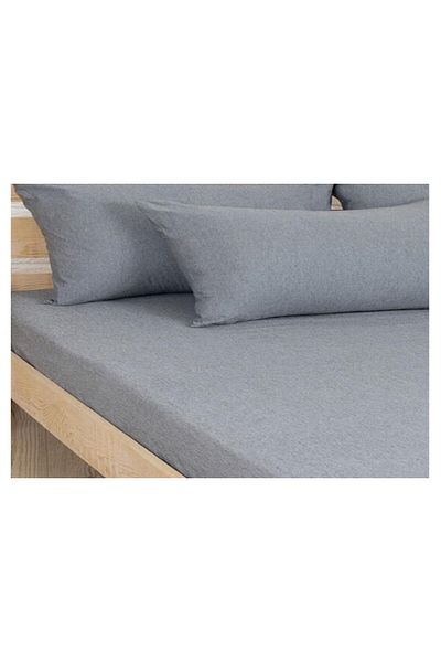 MORE HOME طقم ملاءات مطاطية مزدوجة من MORE HOME + 2 وسادة - 180x200 رمادي أنثراسايت