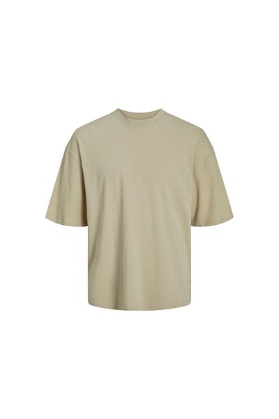 Jack & Jones Erkek T-shirt Bej 12253993 Jorgrand Oversıze Tee Ss Στρογγυλή Λαιμόκοψη Μαύρο