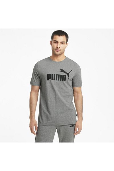 Puma Ανδρικό T-Shirt Ess Tee Medium Grey Heather 58666603 με λογότυπο