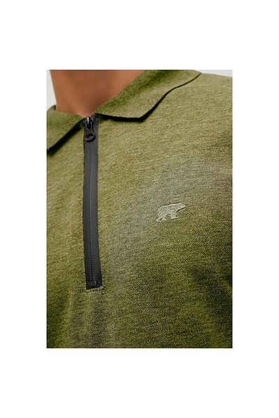 Bad Bear Cord Khaki Green Polo Neck Zippered Men's T-shirt