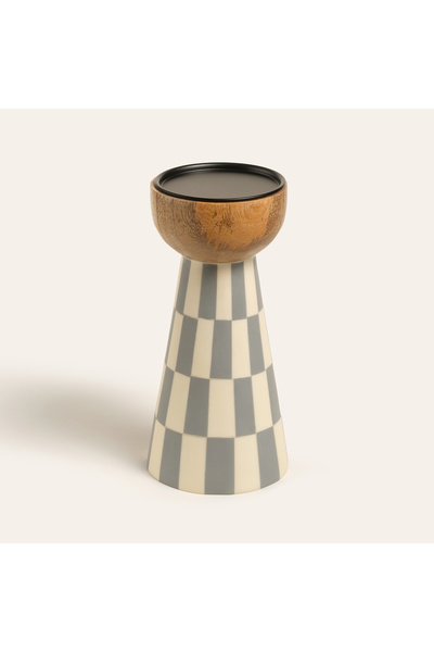 Zsa Zsa Zsu Nohar Mango Ağacı Mumluk 10x10x20 Cm Natural - Grı