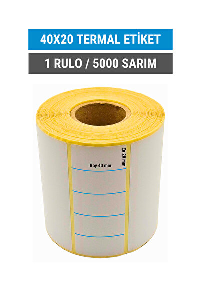 Küresel Etiket Barkod 40x20mm Termal Etiket | 1 Rulo | 5000 Sarım | Ribonsuz ...