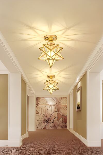 Luna Lighting Mira Model Yıldız Gold Renk Kaplama Metal Salon Yatak Mutfak Hol Modern Tavan Plafonyer Avize