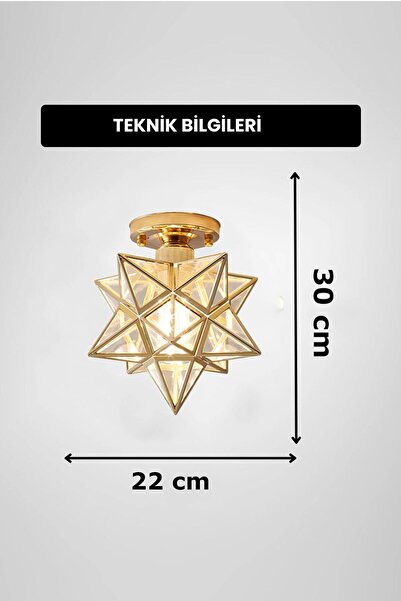 Luna Lighting Mira Model Yıldız Gold Renk Kaplama Metal Salon Yatak Mutfak Hol Modern Tavan Plafonyer Avize