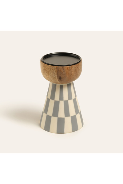 Zsa Zsa Zsu Nohar Mango Ağacı - Reçine Mumluk 10x10x16 Cm Natural - Grı