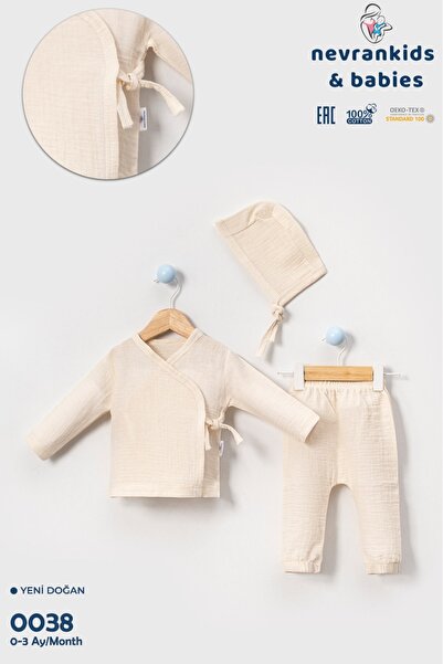 nevrankids Unisex Summer Muslin Fabric Bi Organic 100% Cotton 3 Piece Set