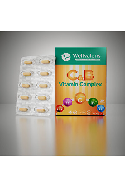 Wellvalens C & B Kompleks (B12, Biotin, Folik Asit, C Vitamini) Enerji ve Bağ...