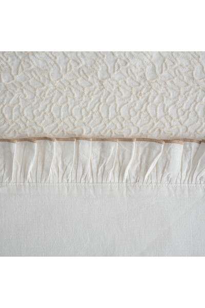 Ecocotton Flora Double Duvet Cover Set 100% Organic Cotton Linen Embroidered Cream 200x220 Cm