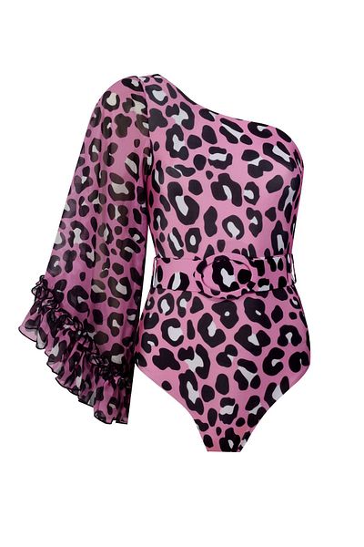 Nur Karaata Kelly Pink Leopard Swimsuit