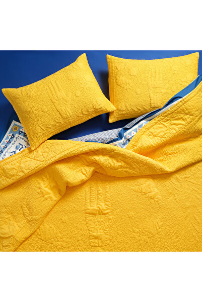Zsa Zsa Zsu Uttar Kapitoneli 300 Tc Kıng Sıze Pamuk Saten Yatak Örtüsü Seti 260x280 Cm Sarı