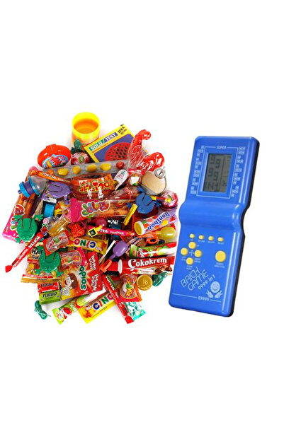 Nostaljik Lezzetler Geçmişe Yolculuk! Nostaljik Hediye Kutusu Mavi Tetrisli Büyük Boy 80'ler 90'lar