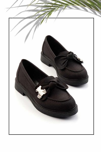 Bambi Черни дамски мокасини K01257060704