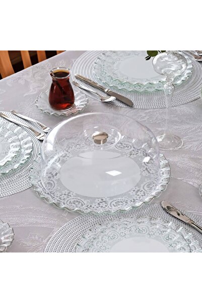 Glore Platinum Gilded Glass Cake Jar - Marche