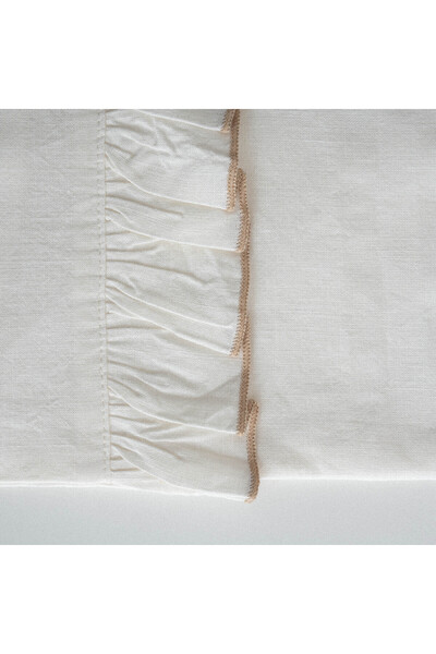 Ecocotton Flora Double Duvet Cover Set 100% Organic Cotton Linen Embroidered Cream 200x220 Cm