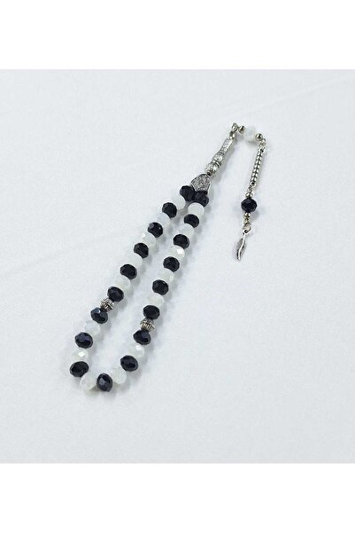 Lio20 Mărgele de rugăciune din sticlă de cristal de culoare alb-negru |   Cad...