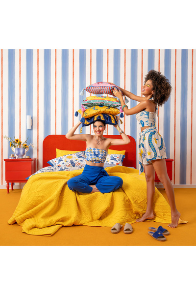 Zsa Zsa Zsu Uttar Kapitoneli 300 Tc Çift Kişilik Pamuk Saten Yatak Örtüsü Seti 240x260 Cm Sarı