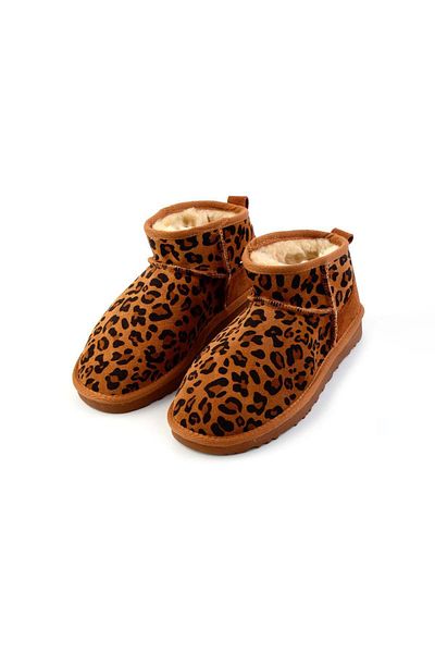 Bambi Taba Leopard Leather Γυναικείες Μπότες & Μποτάκια K02422008001