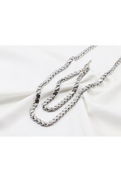 i stil Kuyum Işçiliği Pullu (ARPA) Kolye Ve Bileklik Seti – 316l Cerrahi Çelik Kararmaz Solmaz Garantili