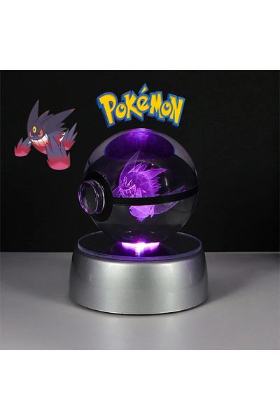 Takara Tomy Button Battery Gengar-1 Pokemon 3d Crystal Ball Figure Toys Pokeball Gengar Gyarados Mimikyu Snorlax